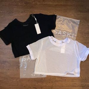 Saski Collection Black Mesh Top, XS